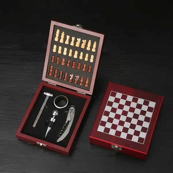 Exquisite Custom Wooden Box Wine Accessories With Chess Set