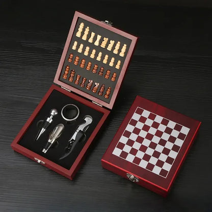 Exquisite Custom Wooden Box Wine Accessories With Chess Set