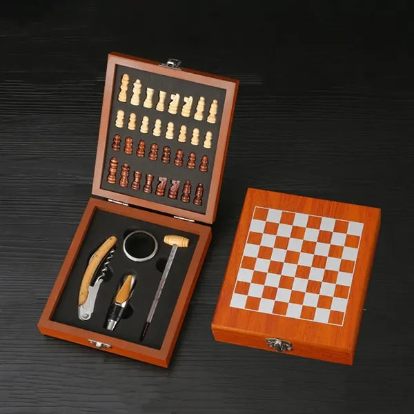 Exquisite Custom Wooden Box Wine Accessories With Chess Set