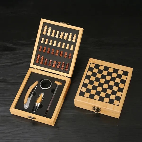 Exquisite Custom Wooden Box Wine Accessories With Chess Set