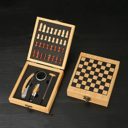 Exquisite Custom Wooden Box Wine Accessories With Chess Set