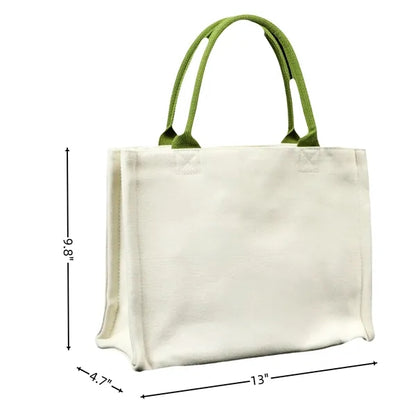 Stylish Three-Layer Canvas Tote Bag with Ribbon