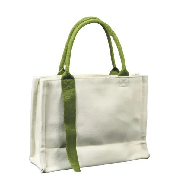 Stylish Three-Layer Canvas Tote Bag with Ribbon