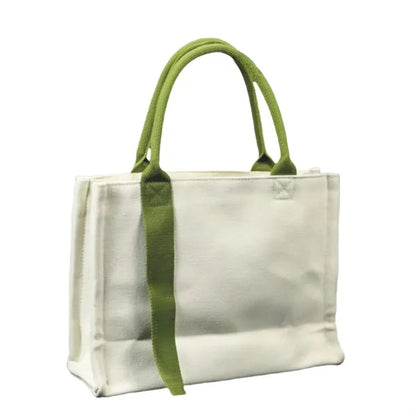 Stylish Three-Layer Canvas Tote Bag with Ribbon