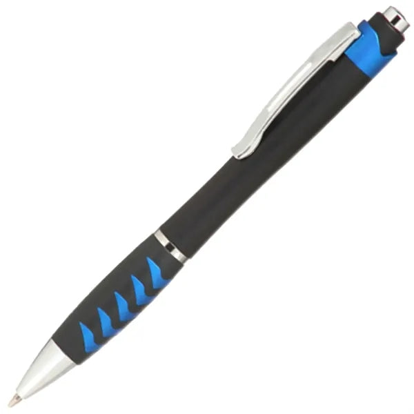 Plastic Ballpoint Pens w/Metallic accents & Colored Grip