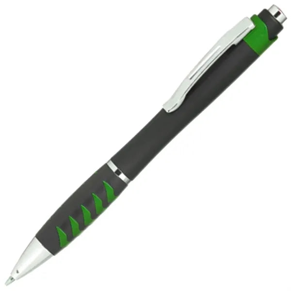 Plastic Ballpoint Pens w/Metallic accents & Colored Grip