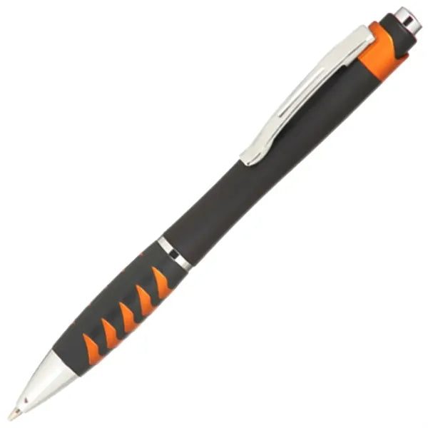 Plastic Ballpoint Pens w/Metallic accents & Colored Grip