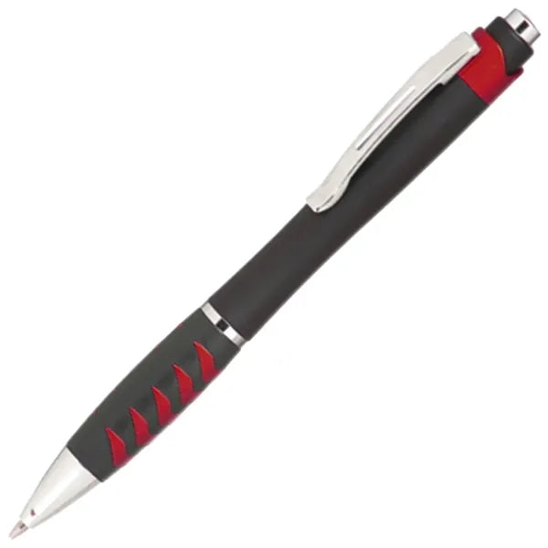 Plastic Ballpoint Pens w/Metallic accents & Colored Grip