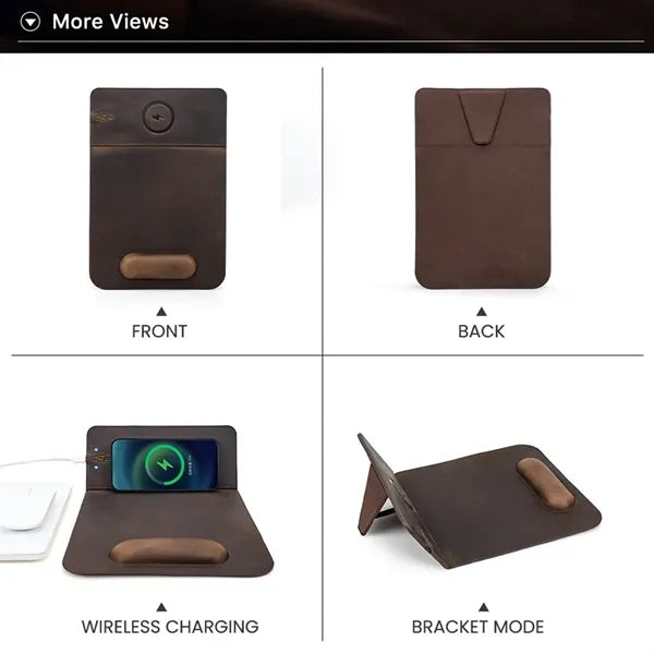 Charging Leather Mousepad with Phone Stand and Wrist Rest