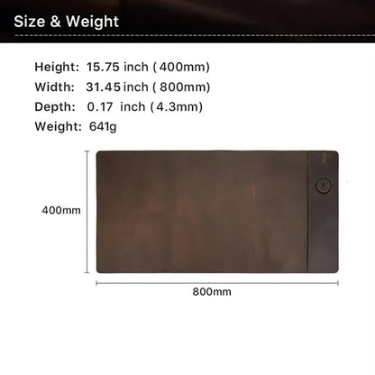 Crazy Horse Leather Wireless Charging Expansion Desk Mat