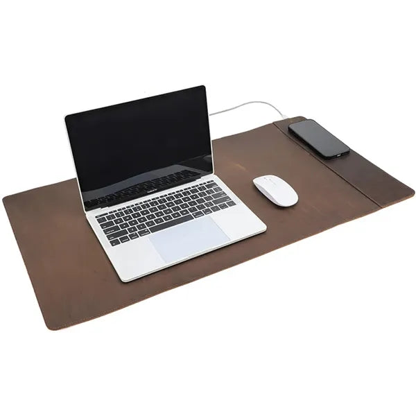 Crazy Horse Leather Wireless Charging Expansion Desk Mat