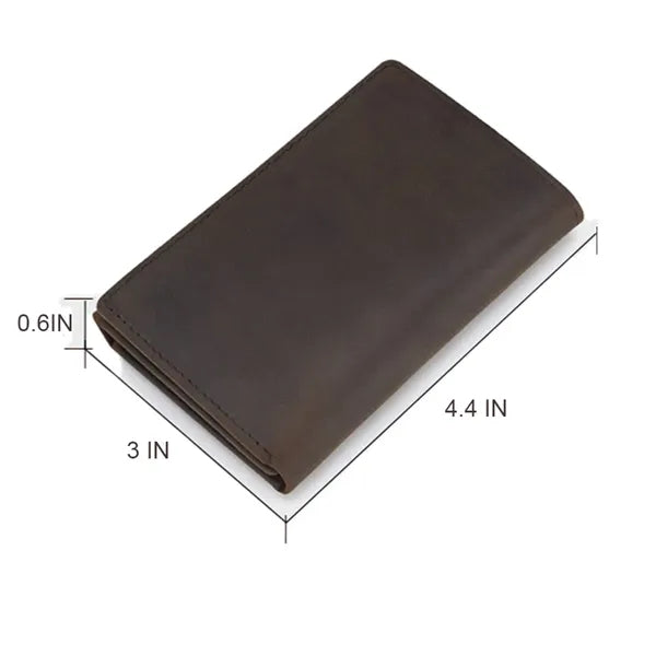 Crazy Horse Leather Trifold Vintage Anti-theft Wallet