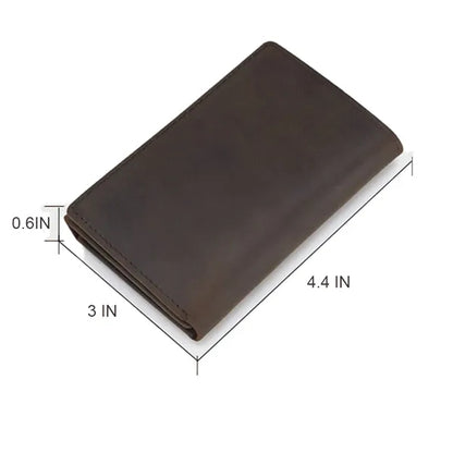 Crazy Horse Leather Trifold Vintage Anti-theft Wallet
