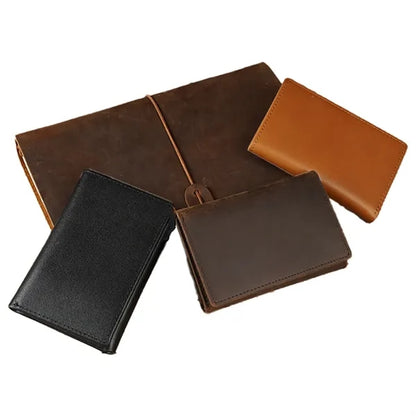 Crazy Horse Leather Trifold Vintage Anti-theft Wallet