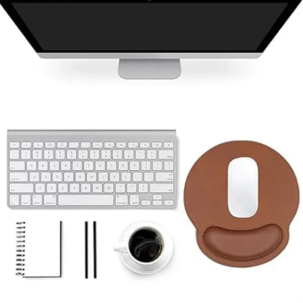 Leather Mouse Wrist Rest Pad with Non-Slip Rubber Base