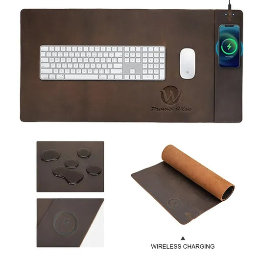Crazy Horse Leather Wireless Charging Expansion Desk Mat
