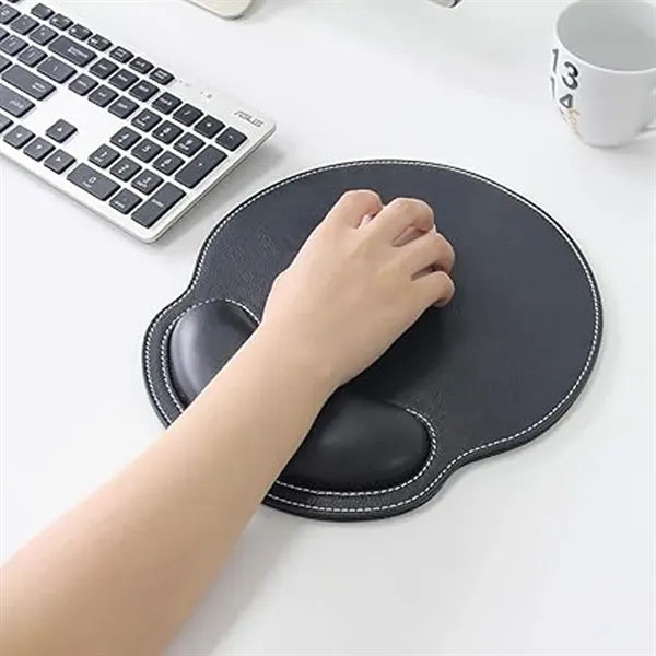 Leather Mouse Wrist Rest Pad with Non-Slip Rubber Base