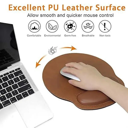 Leather Mouse Wrist Rest Pad with Non-Slip Rubber Base