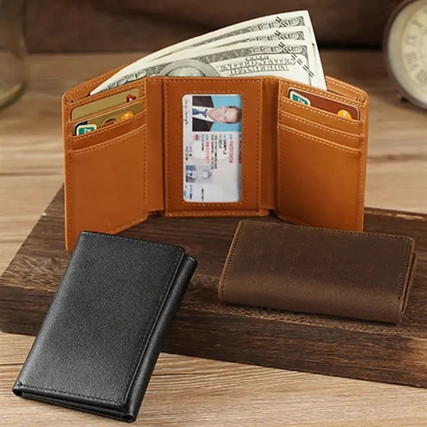 Crazy Horse Leather Trifold Vintage Anti-theft Wallet