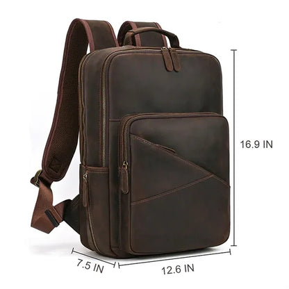 Large Genuine Leather Business Laptop Travel Backpack