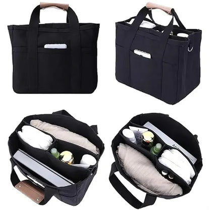 Large Canvas Tote Crossbody Bag with Multi-Pockets