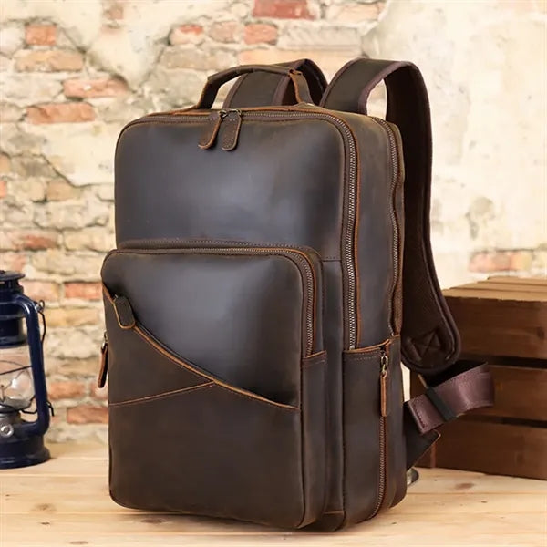 Large Genuine Leather Business Laptop Travel Backpack