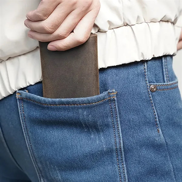 Crazy Horse Leather Trifold Vintage Anti-theft Wallet