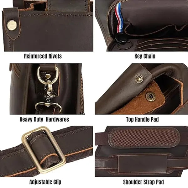 Vintage Leather Crossbody Messenger Bag Handbag