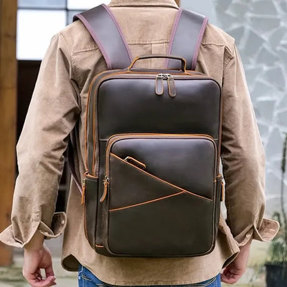Large Genuine Leather Business Laptop Travel Backpack