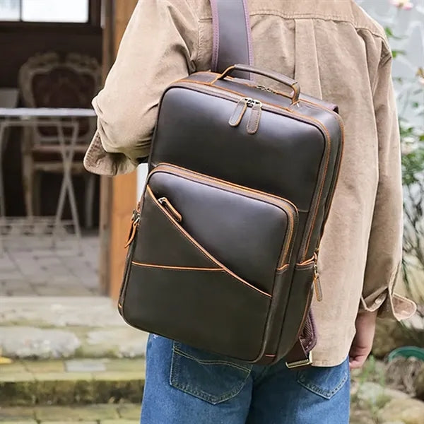 Large Genuine Leather Business Laptop Travel Backpack