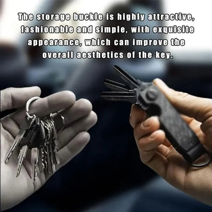 Compact Metallic Key Holder Keychain Secures