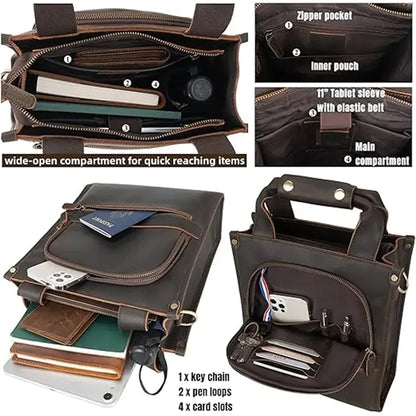 Vintage Leather Crossbody Messenger Bag Handbag