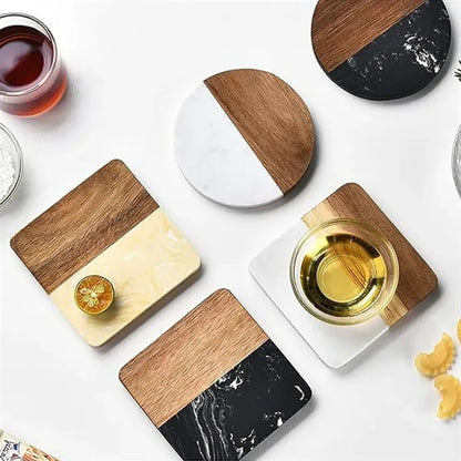 Natural Wood Marble High-Temperature Resistant Coasters