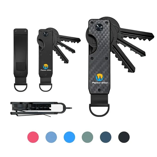 Compact Metallic Key Holder Keychain Secures