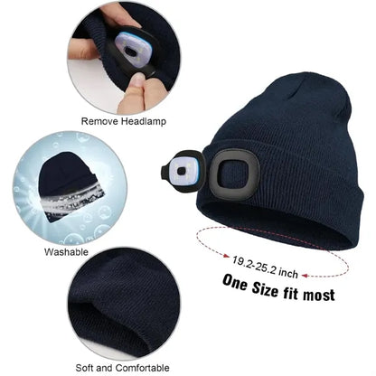 LED Flashlight Beanie Hat Headlamp Cap