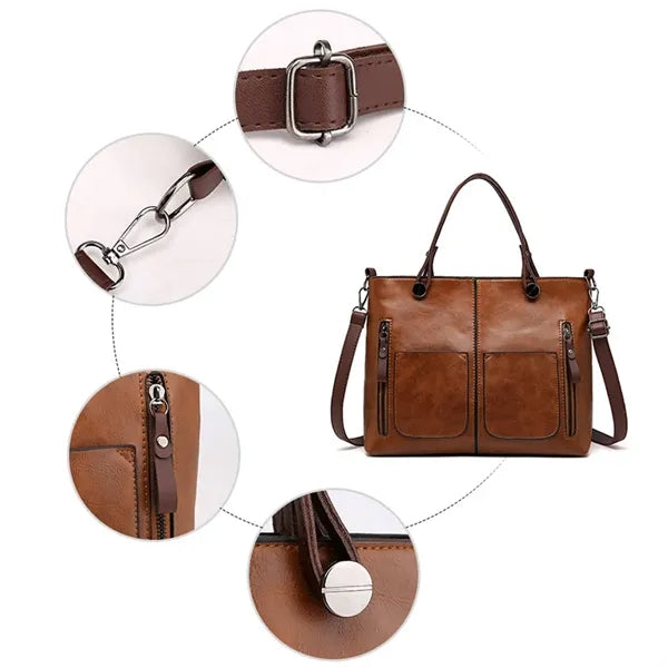 Large Leather Tote Shoulder Crossbody Bag