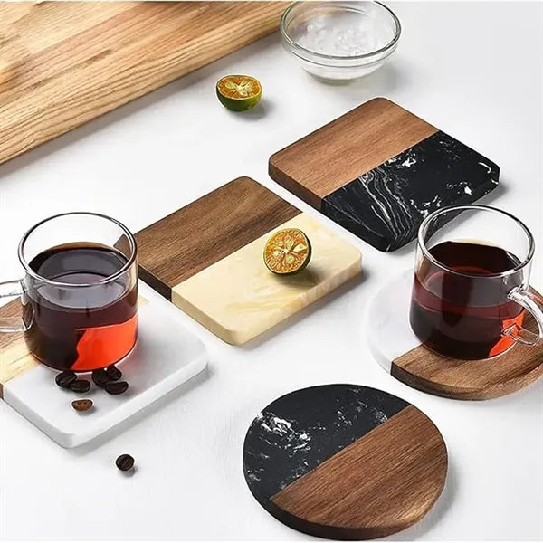 Natural Wood Marble High-Temperature Resistant Coasters