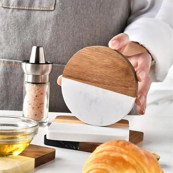 Natural Wood Marble High-Temperature Resistant Coasters