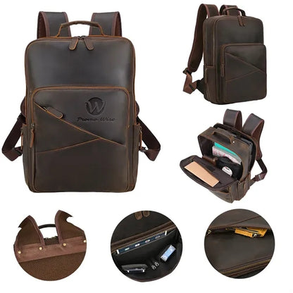 Large Genuine Leather Business Laptop Travel Backpack