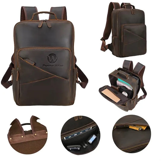 Large Genuine Leather Business Laptop Travel Backpack