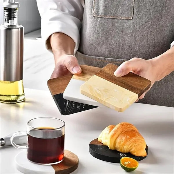 Natural Wood Marble High-Temperature Resistant Coasters