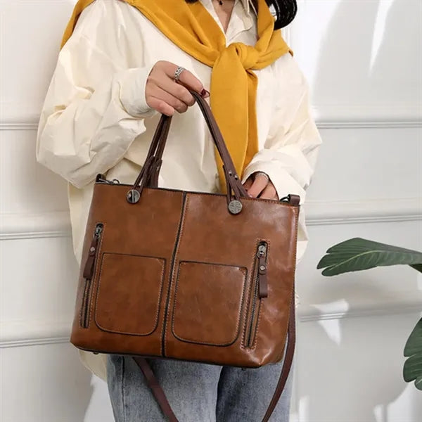 Large Leather Tote Shoulder Crossbody Bag