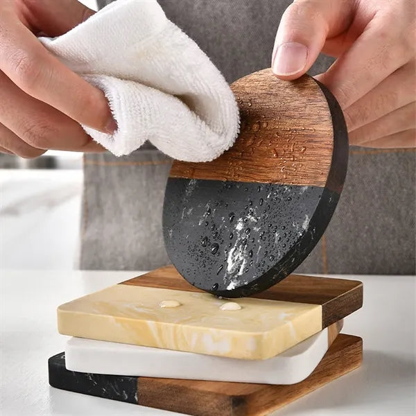 Natural Wood Marble High-Temperature Resistant Coasters
