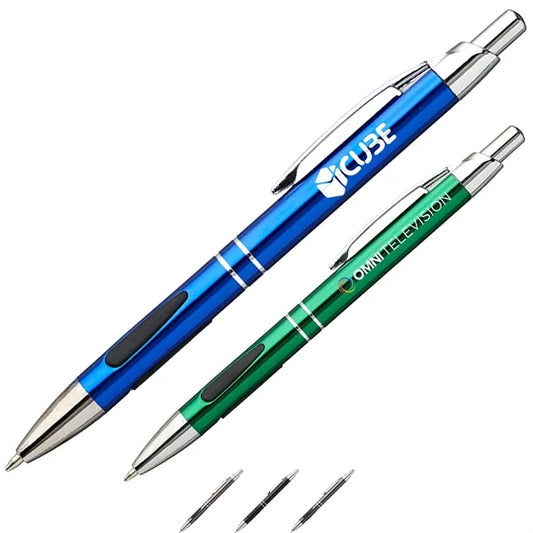 Engraved Metal Pens w/ Silver accents & Ballpoint Tip