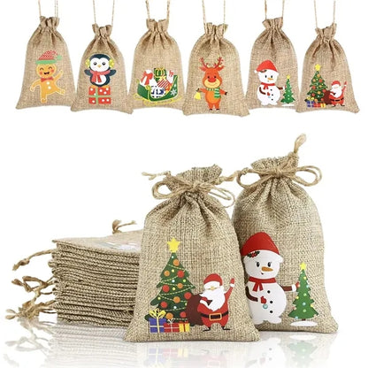 Small Christmas Jute Burlap Bags