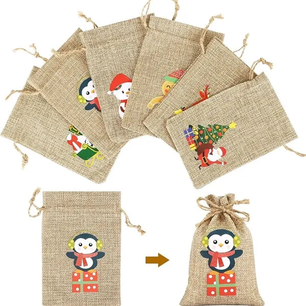 Small Christmas Jute Burlap Bags