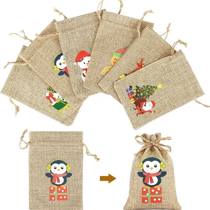 Small Christmas Jute Burlap Bags