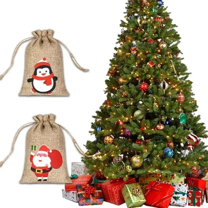 Small Christmas Jute Burlap Bags