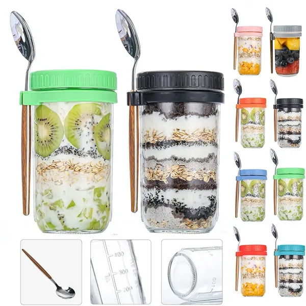 Overnight Oats Containers With Spoon And Lid