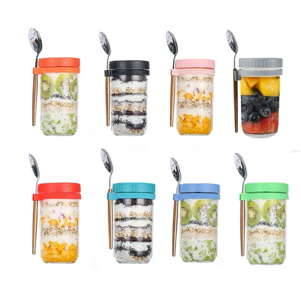 Overnight Oats Containers With Spoon And Lid